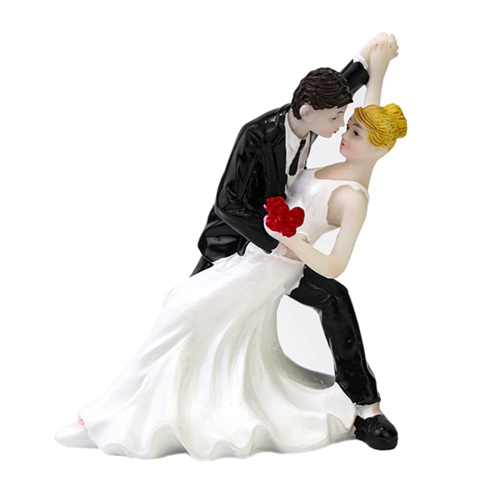 Amosfun Dancing Bride and Groom Wedding Couple Figurine Sculpture for Wedding and Christmas Party - Cupcake