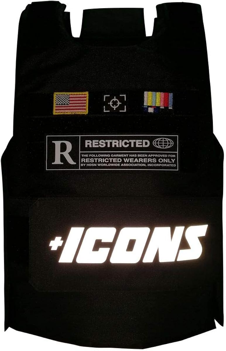 HUDSON Outerwear Men's Icon Reflective Fashion Vest with Adjustable Velcro Straps and Patches, Black: Clothing