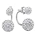 SmallDragon Women's 1 Pair 925 Sterling Silver Double Sided Crystal Balls Stud Earrings (Silver)