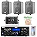 Pyle PDA6BU 200-Watt 2-Channel Digital USB/AUX FM Radio Stereo Amplifier Receiver, Bundle Combo with 4X Enrock EKMR408B 4″ Inch 200-Watt 3-Way Black Box Speakers, 50 Feet 18-Gauge Speaker Wirethumb 1