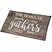 GiftsForYouNow Water-Resistant Family Gathers Here Personalized Doormat, 18” x 30”