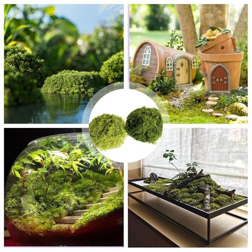 KOWVOWZ Artificial Moss for Potted Plants, 200g Natural Fake Green Moss Grass, Faux Filamentous Decor, DIY Crafts Fake Grass for Parties Art Landscape Table Centerpieces Gardening