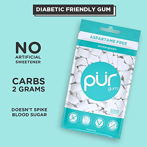 PUR Gum Sugar Free Chewing Gum 100 Xylitol Vegan, Aspartame Free