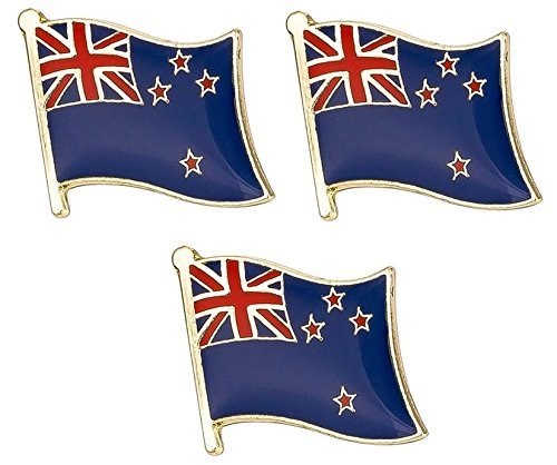 Set of 3 x Flag of New Zealand Badge Metal Pin Badges