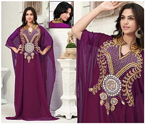 OKM Women's Dubai Style Kaftan Caftan Farasha Jalabiya Abaya Long Maxi Dress Top
