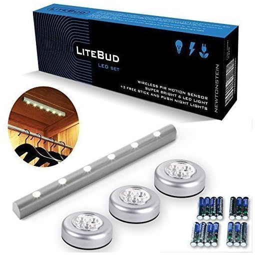 LiteBud-6-luci-LED-extra-luminose-con-sensore-di-movimento-PIR-senza-fili-3-Luci-Notte-che-si-attaccano-a-pressione-per-armadietti-e-cassetti-autoadesive-non-necessitano-di-viti-funzionanti-a-pile-14-
