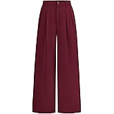 KIRUNDO Wide Leg Dress Pants for Women High Waisted Office Work Trousers Business Casual Slacks Button Flowy Palazzo Pant