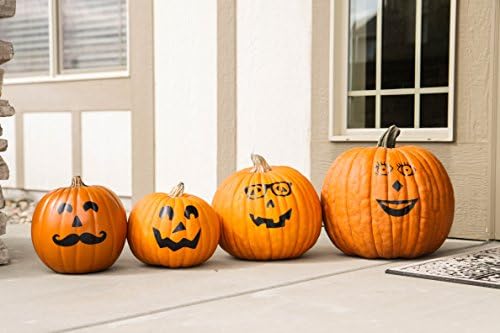 4 Mix n' Match Pumpkin Face Vinyl Decals & 2 Silhouette Decals - Pumpkin Face Stickers, Pumpkin Face Vinyl, Fall Decor, Halloween Art, 5x7