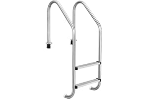 Swimming Pool Ladder, 304 Stainless Steel 2-Step Pool Ladder for In-Ground Pool, Heavy Duty Non Slip Steps, Easy to Install a