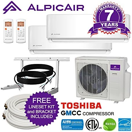 AlpicAir Multi Dual-Zone Ductless Mini-Split System 18,000 BTU Inverter Heat Pump (9k+9k)