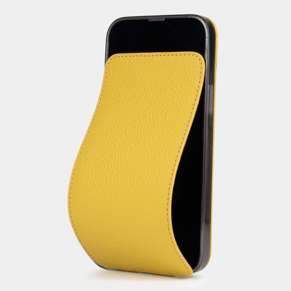 Marcel Robert - leather wallet case for iPhone 13 Pro Max - patented model - ultra thin - made in France - [ YELLOW ]