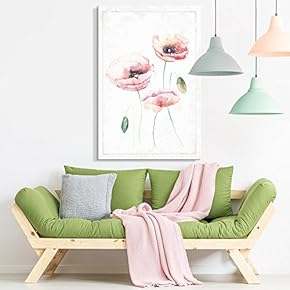 Canvas Wall Art - Watercolor Paint Pink Poppy Flower Series Artwork - Giclee Print Gallery Wrap Modern Home Art Ready to Hang - 12x18 inches