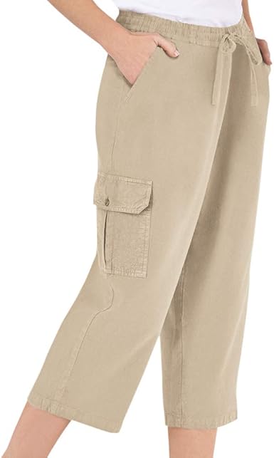 womens khaki cargo capris