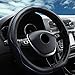 ZATOOTO D Shaped Steering Wheel Cover - Leather Flat Bottom Black Blue D Cutting Steering Wheel Cover Women's Men's Universal 15 Inch Breathable Massage Non Slip Design For Better Grip 131D Black Blue
