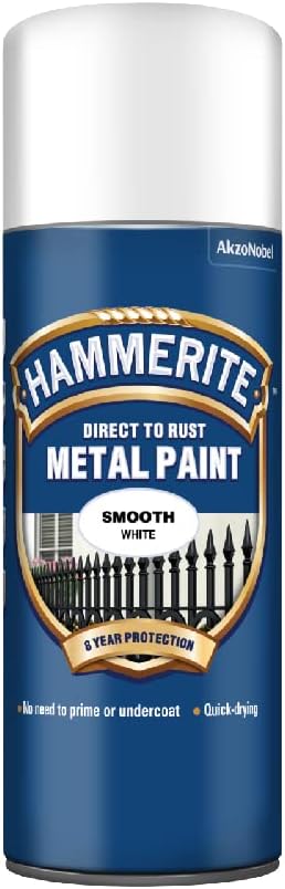 Hammerite White Metal Paint Spray Direct to Rust 400ml Smooth Gloss 8 Year