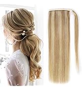 MSCOCO Ponytail Extension Human Hair Light Blonde to Bleach Blonde Clip on Ponytail Hair Extensio...