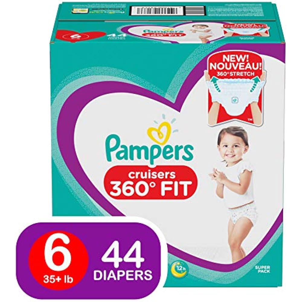 Pampers Disposable Diapers Size 6 Cruisers 360&x2DA Fit Baby Stretchy