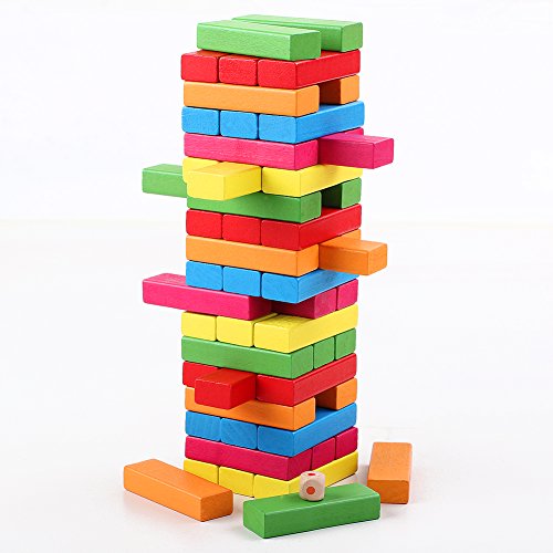 QZM Wooden Stacking Board Games Timber Tower Classic Family Fun