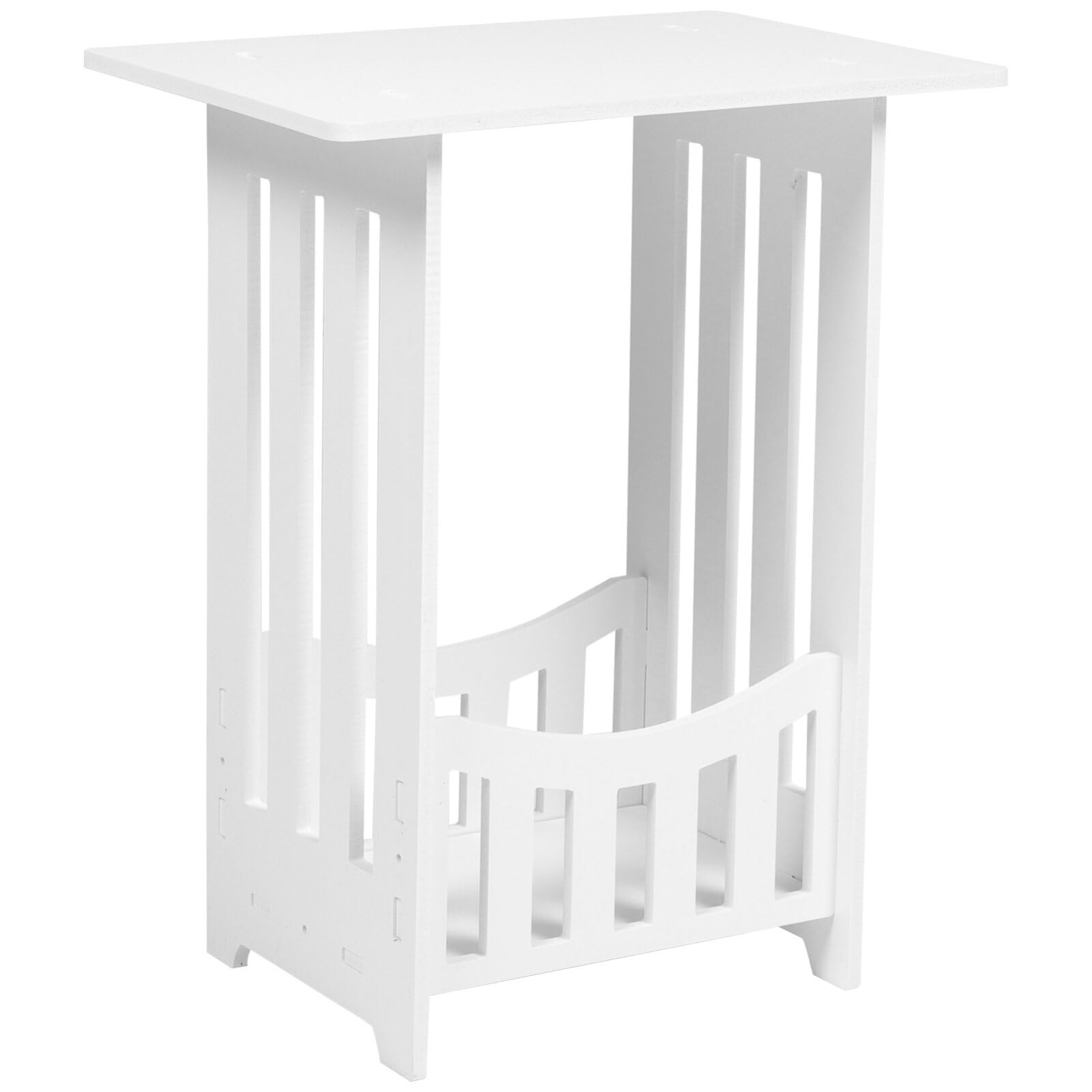 Lurrose Side Snack Table - Small White Nightstand & Bedside End Table, 40x32cm