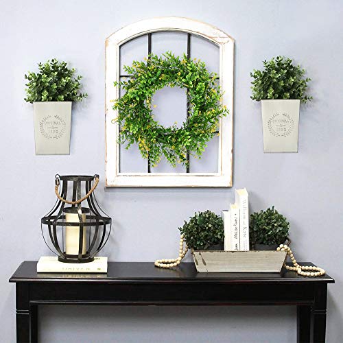 LESEN Set of 2 Farmhouse Metal Wall Planter,Rustic Wall Decor Country