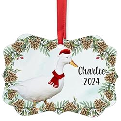 White Domestic Duck Christmas Ornament 2024