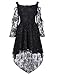 Belle Poque Gothic Dresses Lace Up Back See-Through Tulle Lace High-Low Dress Black L