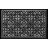 Door Mat Indoor Outdoor - Ideal Welcome mat or Front Door Mats - Entry Rug for Inside Outside - Non Slip Slim Profile Doormat - Traps Dirt Patio Grass Snow Mud Grit - Size 17.5 x 27 Inches - Gray