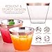 9 oz Rose Gold Rim Cups - 100 Clear Plastic Cups & 100 Stylish Print Napkins | Elegant Supplies & Decorations for Fancy Dinner, Reception, Wedding, Cocktail, Engagement, Bachelorette or Birthday Party