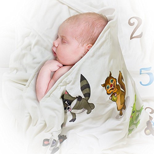 Spunky Sprouts Premium Double Layer Fleece Milestone Growth Blanket-Large 47"x 47" Size. Weeks & Months-Great Gift For Expecting Moms Photography Prop for Boys or Girls-Colorful Animals