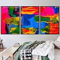 3 Piece Framed Canvas Wall Art Abstract Colorful Pictures Canvas Prints Home Artwork Decoration for Living Room,Bedroom - 16
