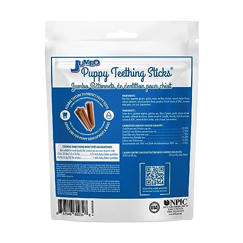 N-BONE JUMBO PUPPY TEETHING STICKS PUMPKIN FLAVOR DOG TREATS, 7 COUNT 7.28-OZ BAG