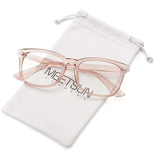 MEETSUN Blue Light Blocking Glasses Women Men, Anti Eye Strain Headache  (Sleep Better),Computer Glasses UV400 Transparent Lens (Light Coffee Frame 