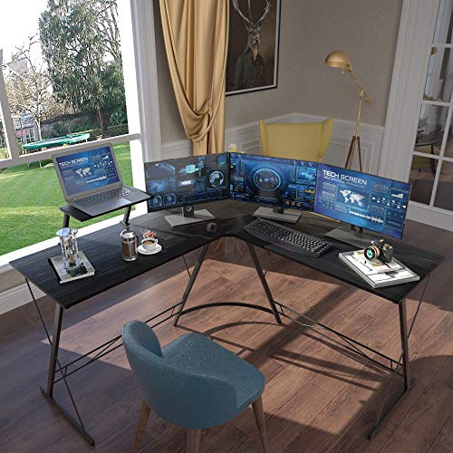 L Shaped Gaming Desk, Home Office Desk with Round Corner, Computer Desk with Large Monitor Stand Desk Workstation - Image 2