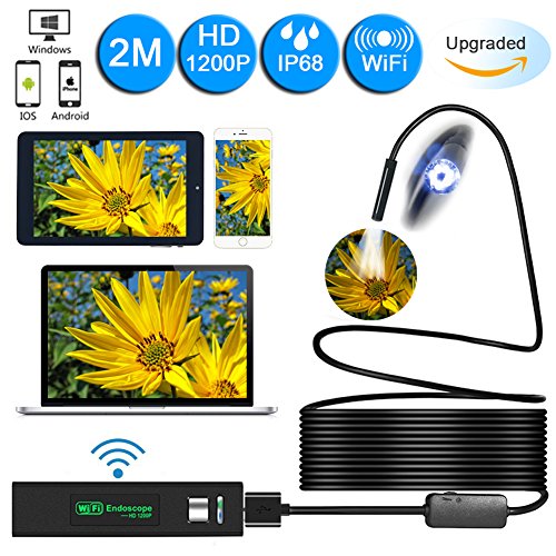 Wireless endoscope,unee1 updated 1200p wifi borescope i…