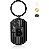 Miss Chipmunk Initial Keychain Gifts for Men,A-Z Letter American Flag KeyChain for Men