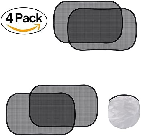 QMET 4 Pack Car Sun Shade for Side and Rear Window, Cling Sunshade For Car Windows Protect your baby and pets in the back seat-Blocks over 98% of harmful UV Rays 20"x12"