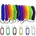 SENHAI 12 pcs Wristband Keychains & 6 pcs Key Tags, Plastic Coil Stretch Elastic Spring Spiral Bracelet Key Ring for Gym Pool ID Badge, Plastic ID Tags with Label Window for Keychain Pet Luggage Bag