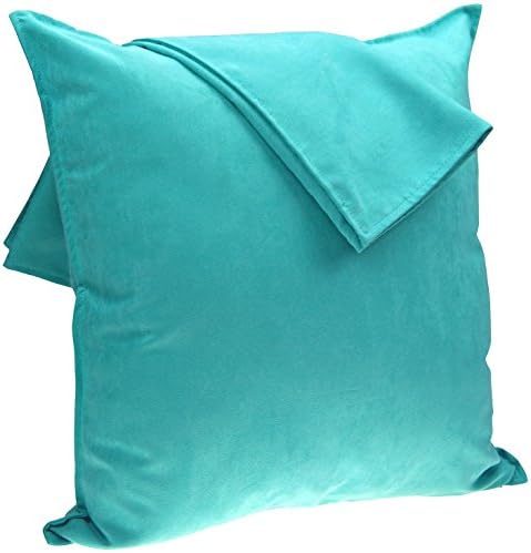 Zealax 2-Pack Cushion Covers Solid Color Comfortable Faux Suede Decorative Throw Pillow Covers 18 x 18 inches Pillowcases for Sofa Couch Living Room Decor, Turquoise