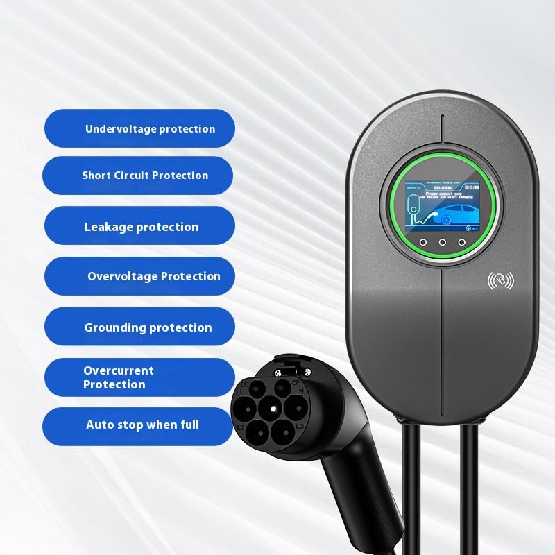 Smart EV Charger | Wall Mounted | 22kW, 3-Phase, GBT | Wi-Fi Enabled | RFID Access | 5m Cable | Waterproof | LCD Display | 32A, 400V AC | for BYD, VW ID.4/ID.6, Rox, Leopar