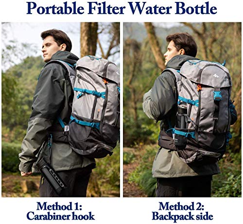 joypur Portable Water Bottle with Filter, Camping Filter Water Bottle for Travel Hiking Backpacking, 0.01 Micron Water Purifier Bottle Straw, Emergency Water Filter Bottle 24 Oz Leakproof