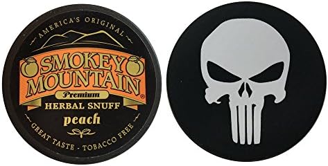 Smokey Mountain Herbal Chew or Snuff - 1 Can - Includes DC Skin Can Cover (Peach) (Puinsher Skin)
