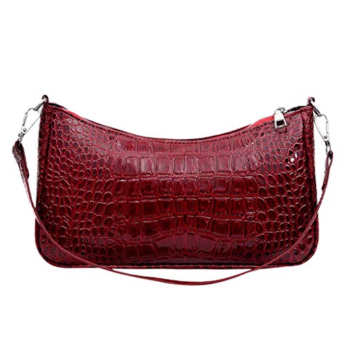 Topassion Women's Leather Shoulder Bag Crossbody Bag and Small Satchel Purse for Lady Vintage Saddle Handbag and Shoulder Bag Stone Pattern PU Shoulder Bag Messenger Bag Handbag