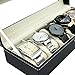 Watch Box 6 Black Mens Womens Leather Display Glass Top Jewelry Case Organizer by Satellas