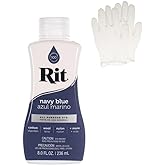 Rit Dye &ndash; Liquid Fabric Dye for Crafting, Clothing, and D&eacute;cor &ndash; 8 oz. Bottle &ndash; Navy Blue (Gloves Included)