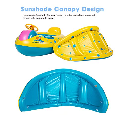 Jellydog Toy Baby Swimming Float, Baby Pool Float with Canopy, Inflatable Infant Pool Swimming Boat with Sunshade, Babies Swimming Float, Baby Pool Toy for Age 1-3 Years