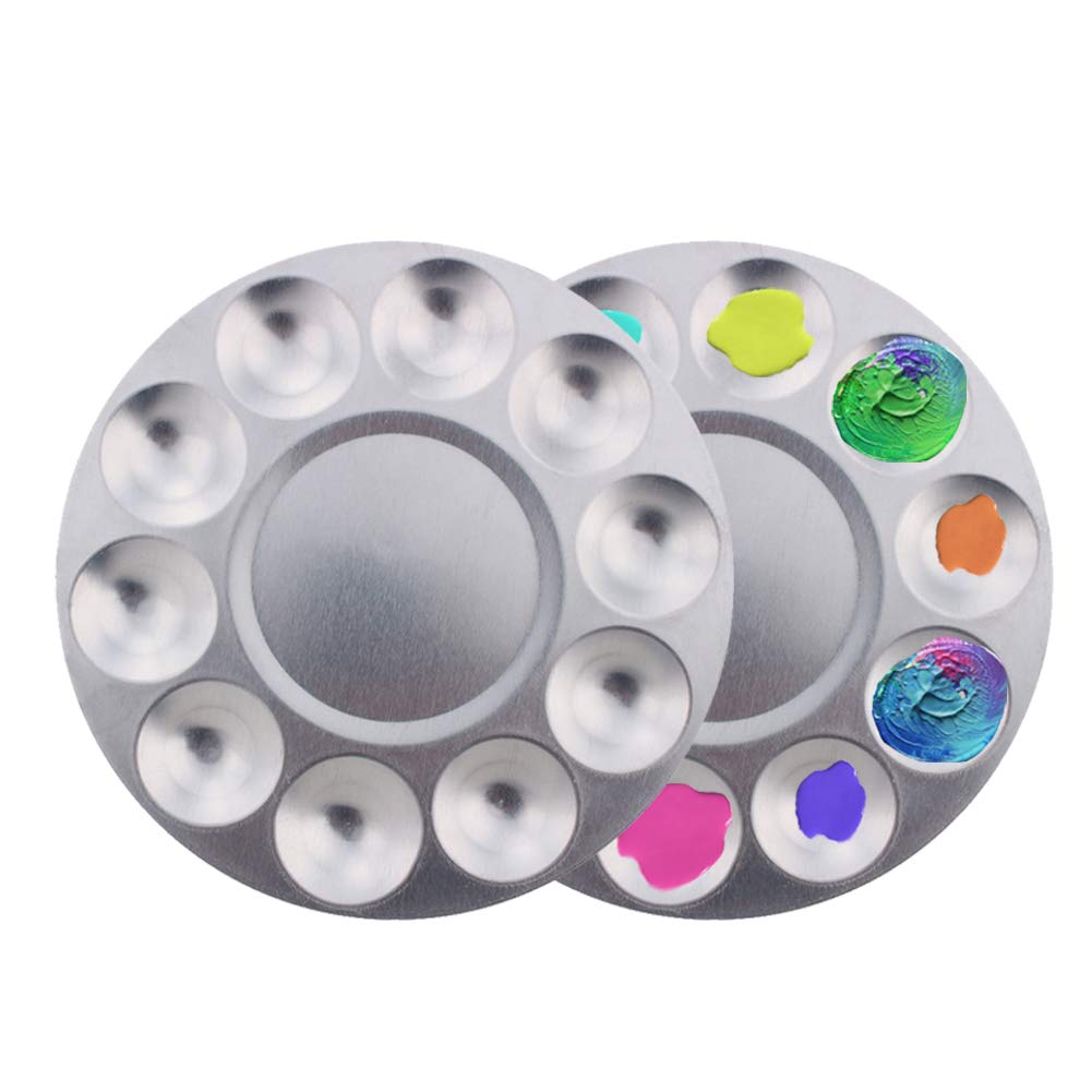 Aluminium Paint Mixing Palette, 10 Compartments, Watercolour Oil Paint Tray