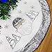 WEWILL 36'' Luxury Silvery Christmas Tree Skirt Santa Embroidered White Santa Claus Snowflake with Satin Border Xmas Tree Skirt Christmas Tree Ornaments Gifts