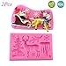 2 Pcs Silicone Cake Mould Chocolate Fondant Mold Soap Molds DIY Baking Molds with Christmas Symbols Santa Claus, Snowflakes, Elk, Christmas Tree for Cake Decoration