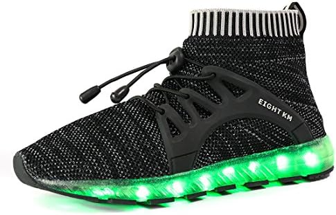 EIGHT KM EKM003 Women &amp; Men LEDShoes Rechargeable Light up Shoes for Big Girls &amp; Big Boys Black-37
