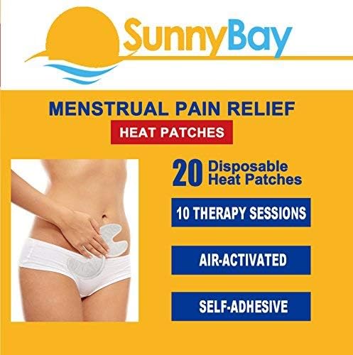 Sunny Bay Menstrual Heating Pad: (Pack of 20) Adhesive Period Pain and Cramp Heat Patches, Disposable Air-Activated Portable Personal (Menstrual Pain Heat Pads)